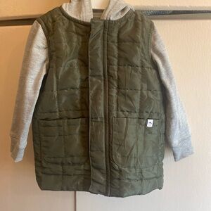 Tommy Bahama Kids Green Quilted Jacket with Gray Sleeves